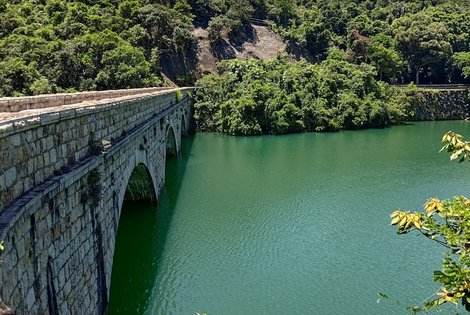 On the other side of the masonry bridge