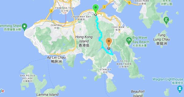 Quarry Bay to Tai Tam Reservoir Hike Route Map