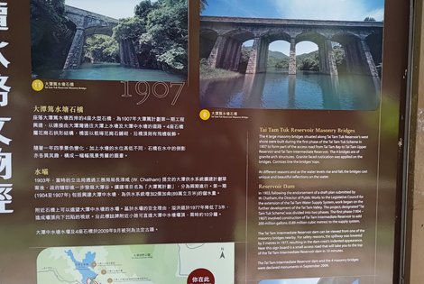 Signboard with the history of the Intermediate Dam